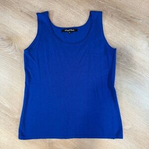 Vintage‎ Scoop Neck Sleeveless Tank Top Blue  Summer Casual Size M